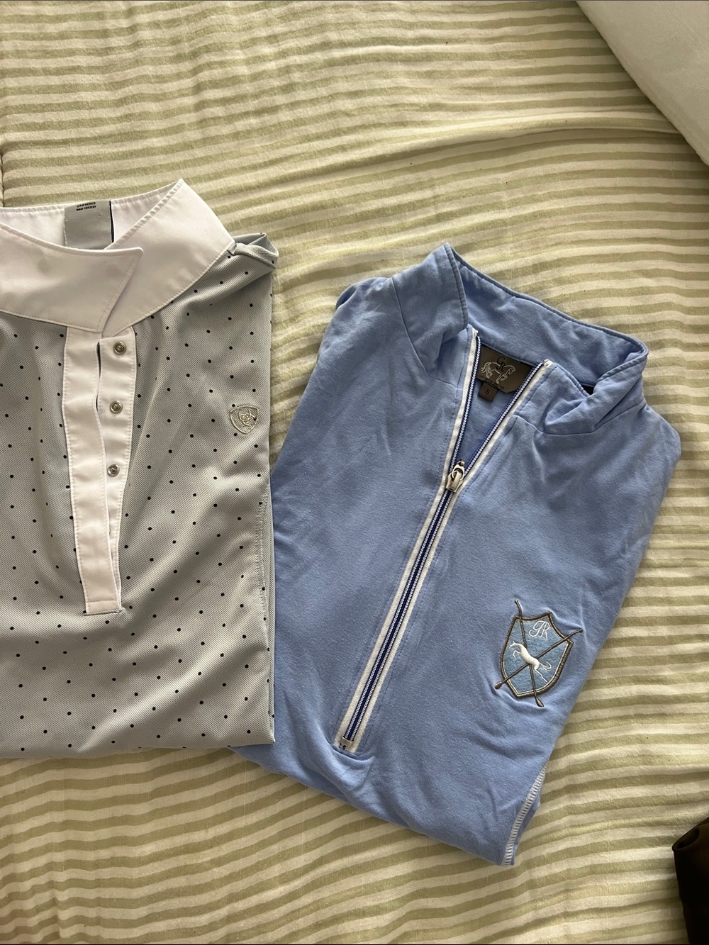 Ariat Light Blue Quarter-Zip Performance Polo